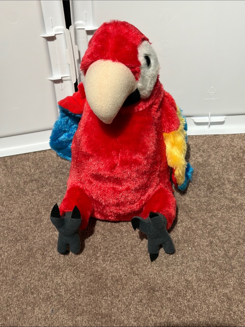 Colorful Plush Parrot Toy - Red, Blue, Yellow